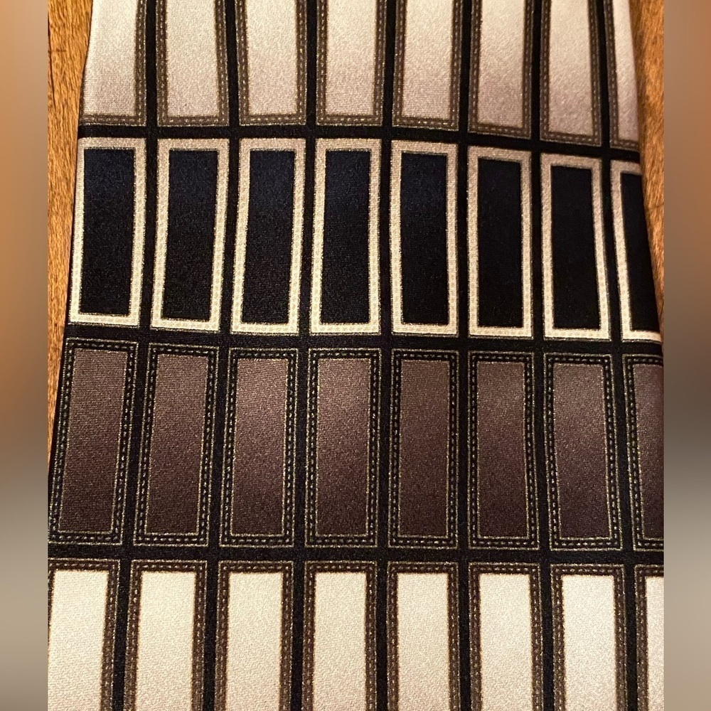 Giorgio Brutini Mens Silk Geometric Necktie Tie Brown Black Gray 61”